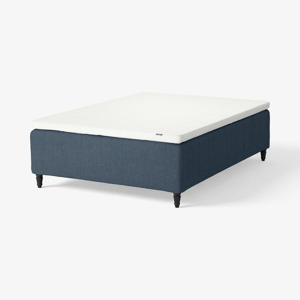 RISHÖJDEN Pocket spring mattress bse, 7 zones, incl leg and mattress pad medium firm/Kilanda dark blue Norrsele, 140x200 cm
