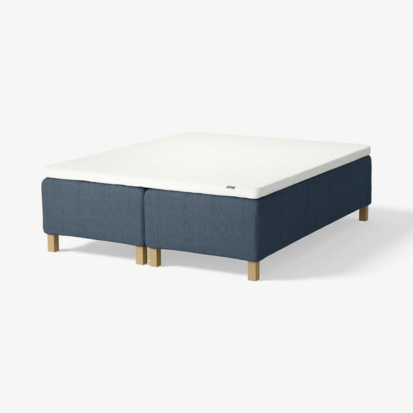 RISHÖJDEN Pocket spring mattress bse, 7 zones, incl leg and mattress pad medium firm/Kilanda dark blue Norrsele, 160x200 cm