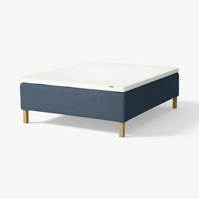 RISHÖJDEN Pocket spring mattress bse, 7 zones, incl leg and mattress pad medium firm/Kilanda dark blue Norrsele, 160x200 cm