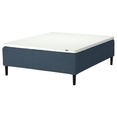 RISHÖJDEN Pocket spring mattress bse, 7 zones, incl leg and mattress pad medium firm/Kilanda dark blue Nyläget, 180x200 cm