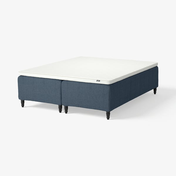 RISHÖJDEN Pocket spring mattress bse, 7 zones, incl leg and mattress pad medium firm/Kilanda dark blue Nyläget, 180x200 cm