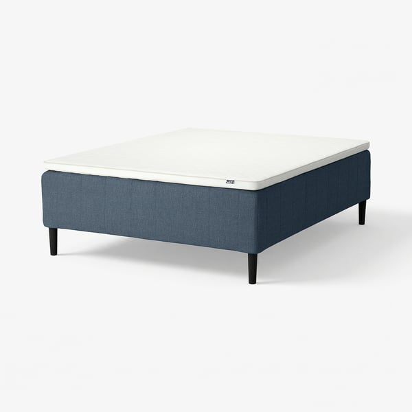 RISHÖJDEN Pocket spring mattress bse, 7 zones, incl leg and mattress pad medium firm/Kilanda dark blue Nyläget, 160x200 cm