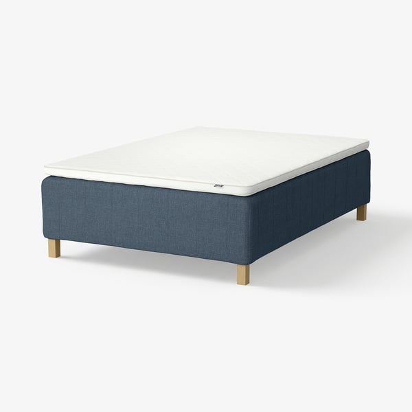 RISHÖJDEN Pocket spring mattress bse, 7 zones, incl leg and mattress pad medium firm/Kilanda dark blue Nyläget, 120x200 cm