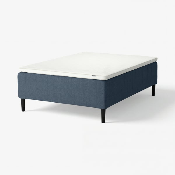 RISHÖJDEN Pocket spring mattress bse, 7 zones, incl leg and mattress pad medium firm/Kilanda dark blue Nyläget, 140x200 cm