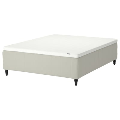 RISHÖJDEN Pocket spring mattress bse, 7 zones, incl leg and mattress pad medium firm/Knisa light beige Norrsele, 160x200 cm