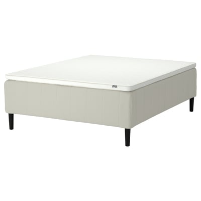 RISHÖJDEN Pocket spring mattress bse, 7 zones, incl leg and mattress pad medium firm/Knisa light beige Nyläget, 160x200 cm