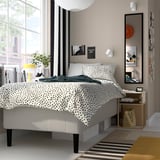 RISHÖJDEN Pocket spring mattress bse, 7 zones, incl leg and mattress pad medium firm/Knisa light beige Nyläget, 80x200 cm