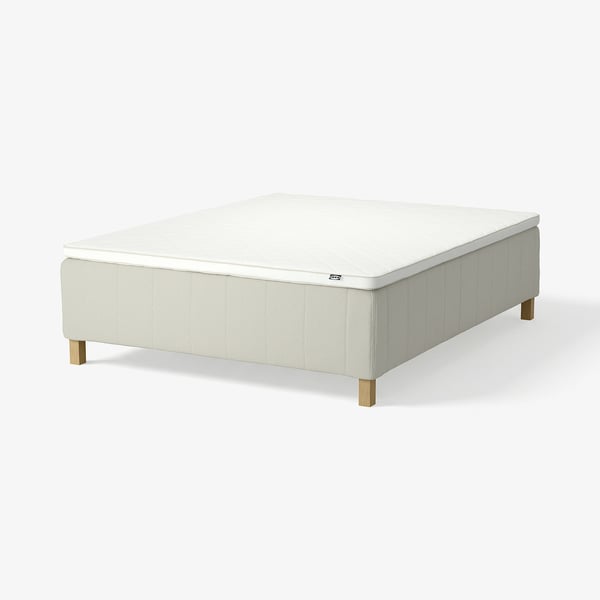 RISHÖJDEN Pocket spring mattress bse, 7 zones, incl leg and mattress pad medium firm/Knisa light beige Nyläget, 180x200 cm