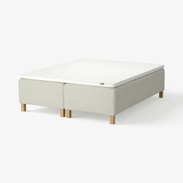RISHÖJDEN Pocket spring mattress bse, 7 zones, incl leg and mattress pad medium firm/Knisa light beige Nyläget, 160x200 cm