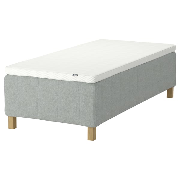RISHÖJDEN Pocket spring mattress bse, 7 zones, incl leg and mattress pad medium firm/Tibbleby beige/grey Norrsele, 80x200 cm
