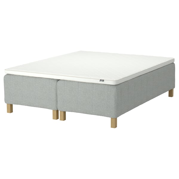 RISHÖJDEN Pocket spring mattress bse, 7 zones, incl leg and mattress pad medium firm/Tibbleby beige/grey Nyläget, 180x200 cm