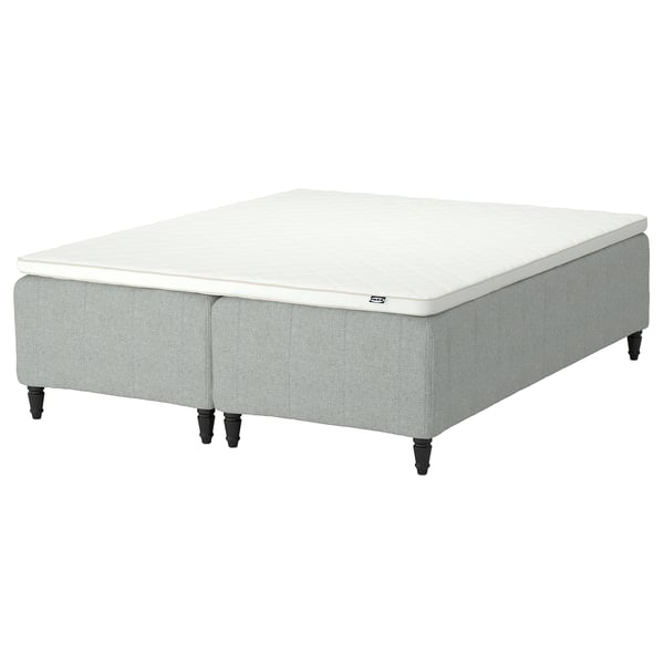 RISHÖJDEN Pocket spring mattress bse, 7 zones, incl leg and mattress pad medium firm/Tibbleby beige/grey Nyläget, 160x200 cm