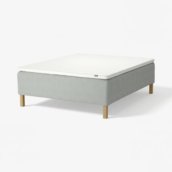 RISHÖJDEN Pocket spring mattress bse, 7 zones, incl leg and mattress pad medium firm/Tibbleby beige/grey Nyläget, 180x200 cm