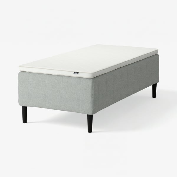 RISHÖJDEN Pocket spring mattress bse, 7 zones, incl leg and mattress pad medium firm/Tibbleby beige/grey Nyläget, 80x200 cm
