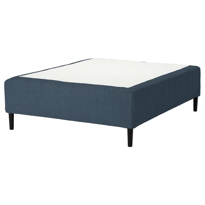 RISHÖJDEN Pocket spring mattress bse, 7 zones, incl leg medium firm/Kilanda dark blue, 160x200 cm