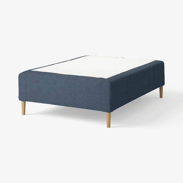 RISHÖJDEN Pocket spring mattress bse, 7 zones, incl leg medium firm/Kilanda dark blue, 140x200 cm