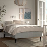 RISHÖJDEN Pocket spring mattress bse, 7 zones, incl leg medium firm/Tibbleby beige/grey, 120x200 cm