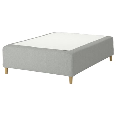RISHÖJDEN Pocket spring mattress bse, 7 zones, incl leg medium firm/Tibbleby beige/grey, 140x200 cm