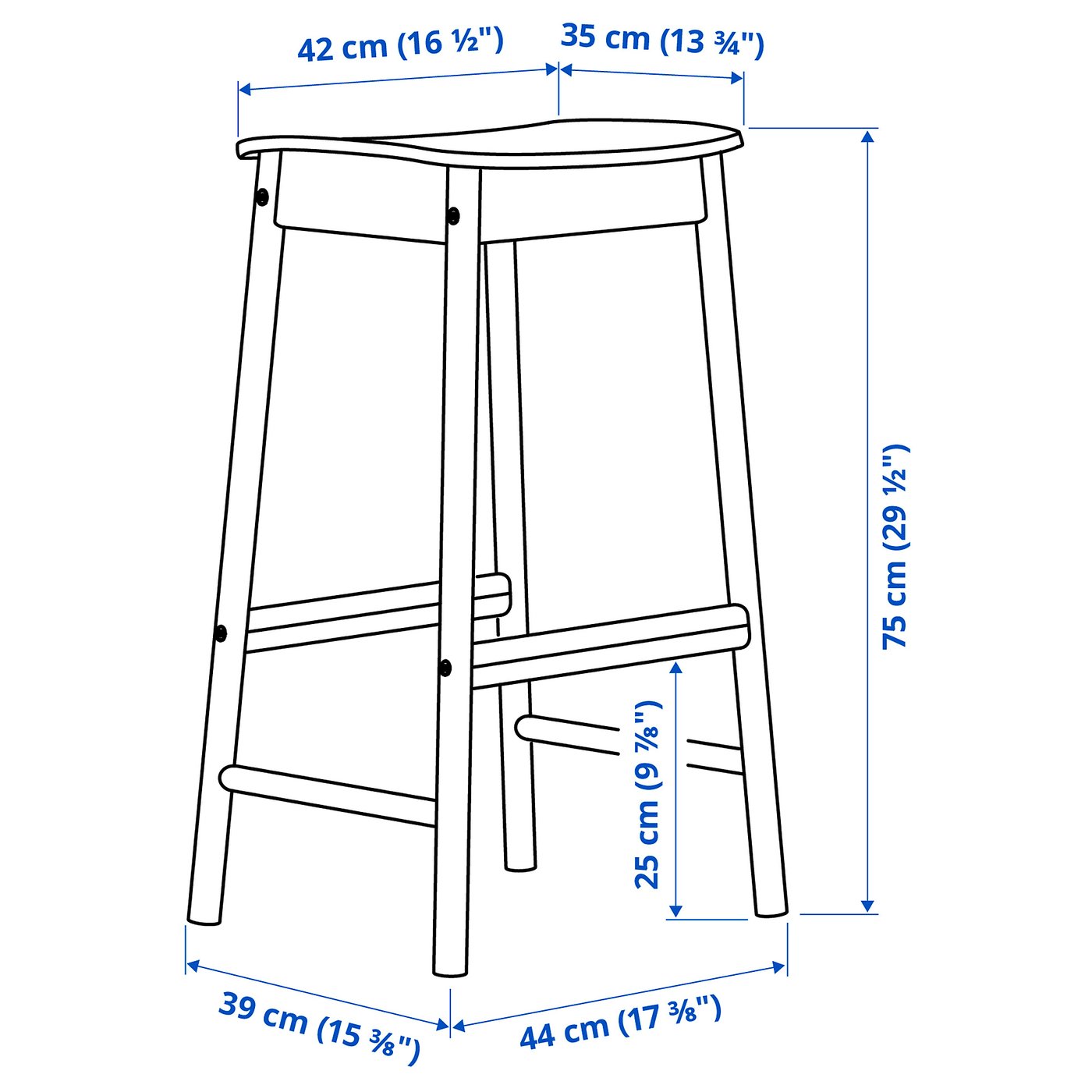 RÖNNINGE bar stool, black, 75 cm - IKEA Norway