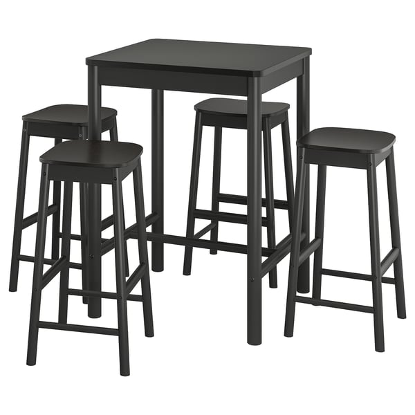 RÖNNINGE / RÖNNINGE Bar table and 4 bar stools, black/black
