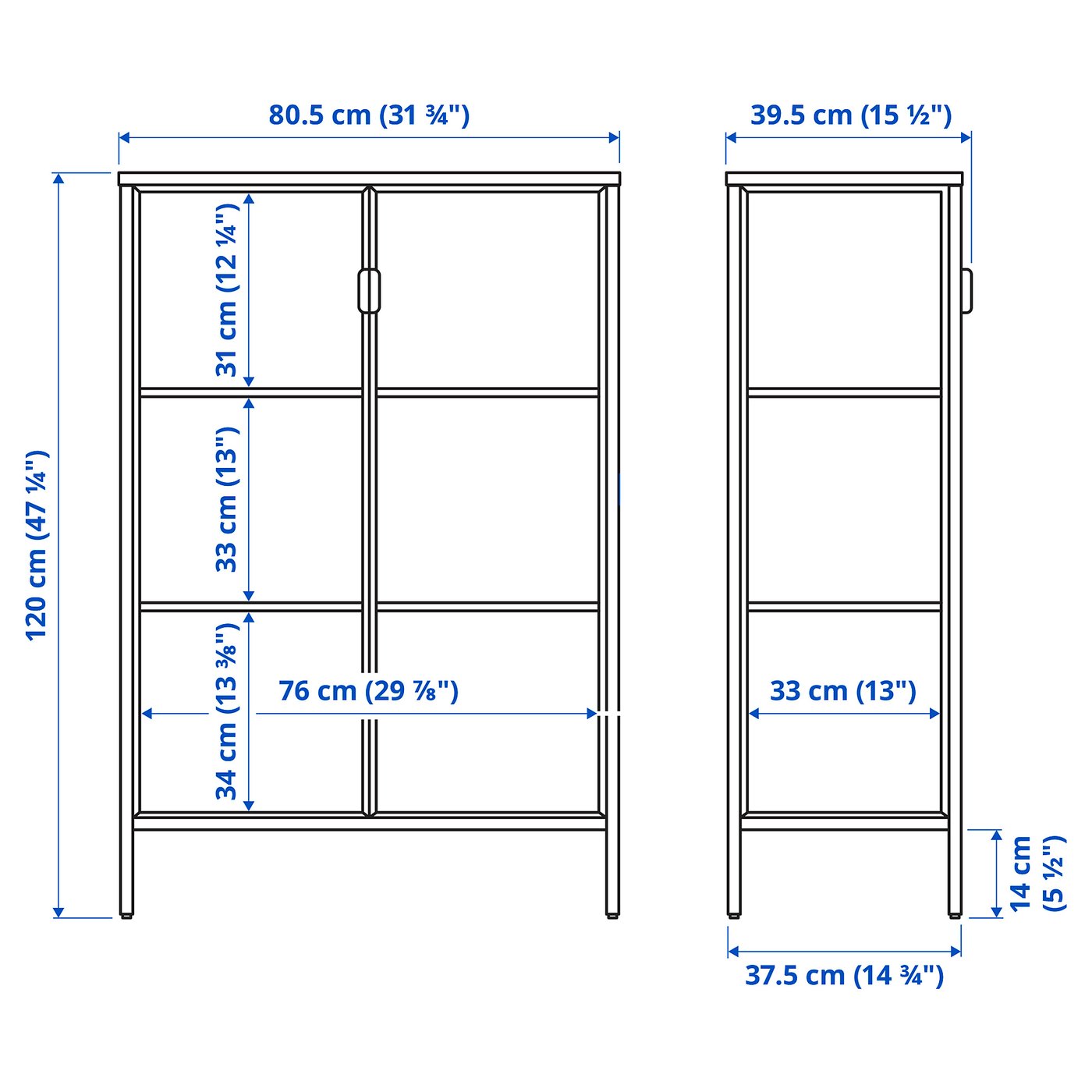 RUDSTA glass-door cabinet, anthracite, 80x37x120 cm - IKEA Norway