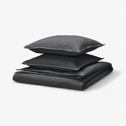 RUNDHAGTORN Duvet cover and 2 pillowcases, anthracite, 240x220/50x60 cm
