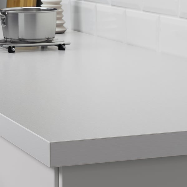 SÄLJAN Custom made worktop, aluminium effect/laminate, 30-45x3.8 cm