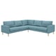 Blue recycled fabric sectional sofa, modern corner design.