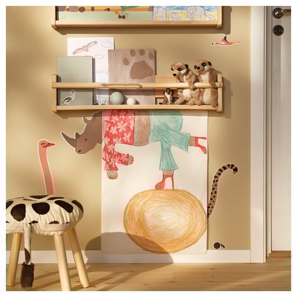 SANDLÖPARE Decoration stickers, set of 3, multicolour/animals on the savannah