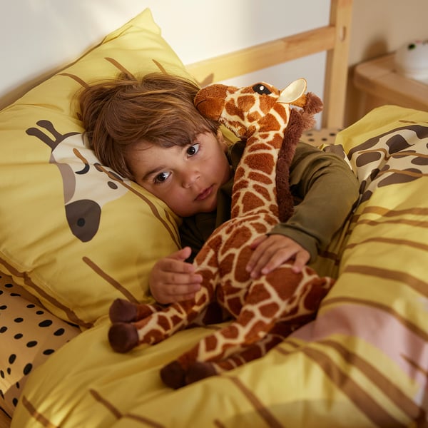SANDLÖPARE Soft toy, giraffe calf/brown, 45 cm