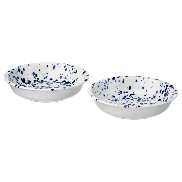 SILVERSIDA Deep plate, patterned/blue, 19 cm
