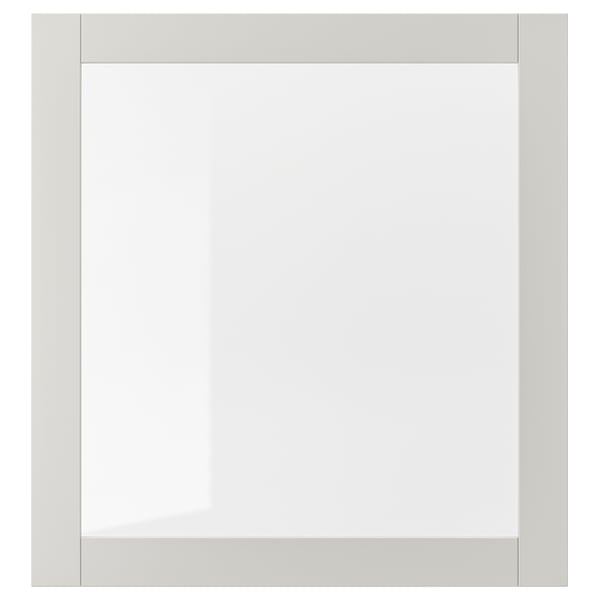 SINDVIK Glass door, light grey/clear glass, 60x64 cm