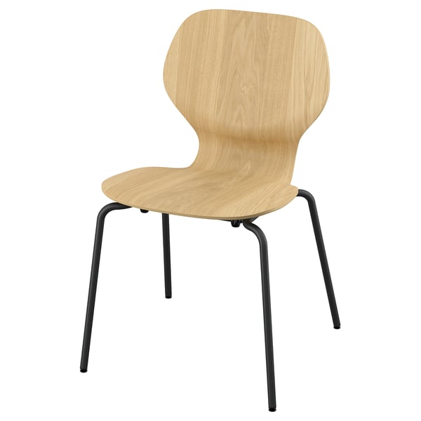 SKÅLSTA Chair, oak veneer/tubular metal/black-grey