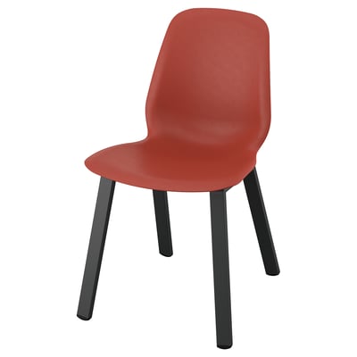 SKÅLSTA Chair, plastic red/profiled metal/black-grey