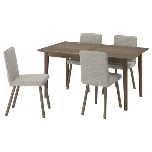 SKANSNÄS / TONSTAD Table and 4 chairs, brown beech/Viarp beige/brown brown oak effect, 150/205 cm