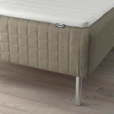 SKÅRER Sprung base incl. mattress pad, medium firm dark beige/Nisseholm white, 120x200 cm