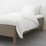 SKÅRER Wooden base sprung mattress, medium firm/dark beige, 140x200 cm