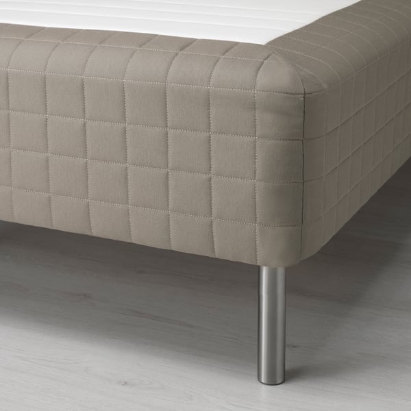 SKÅRER Wooden base sprung mattress, medium firm/dark beige, 140x200 cm