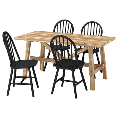SKOGSTA / SKOGSTA Table and 4 chairs, acacia/black, 160x81 cm