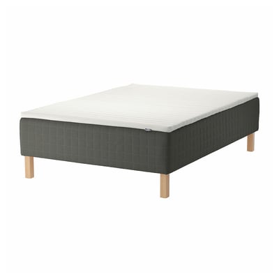 SKOTTERUD Sprung base incl. mattress pad, firm dark grey/Nisseholm white, 120x200 cm