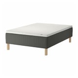 SKOTTERUD Sprung base incl. mattress pad, firm dark grey/Norrsele white, 120x200 cm