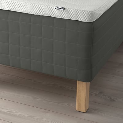 SKOTTERUD Sprung base incl. mattress pad, firm dark grey/Norrsele white, 160x200 cm