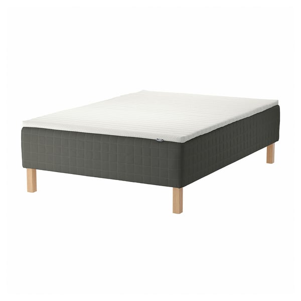 SKOTTERUD Sprung base incl. mattress pad, medium firm dark grey/Nisseholm white, 120x200 cm