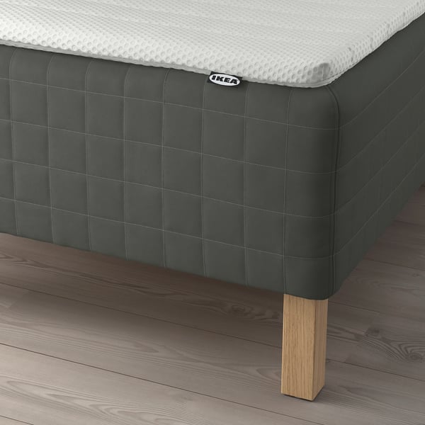 SKOTTERUD Sprung base incl. mattress pad, medium firm dark grey/Nisseholm white, 160x200 cm
