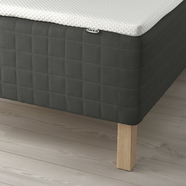 SKOTTERUD Sprung base incl. mattress pad, medium firm dark grey/Nordberget white, 160x200 cm