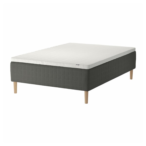 SKOTTERUD Sprung base incl. mattress pad, medium firm dark grey/Norrsele white, 120x200 cm