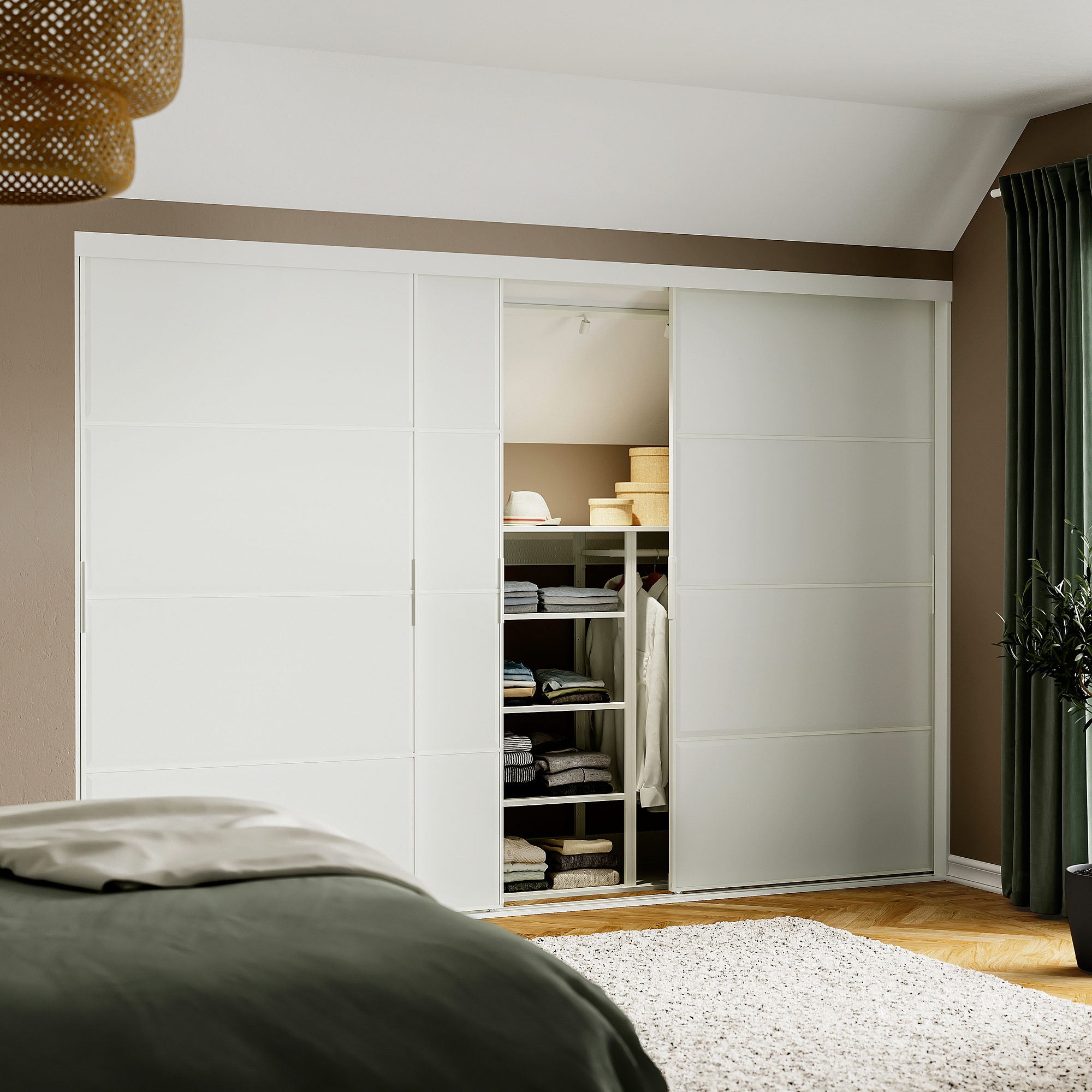 SKYTTA / TJÖRHOM Sliding door combination, white/white, 301x205 cm