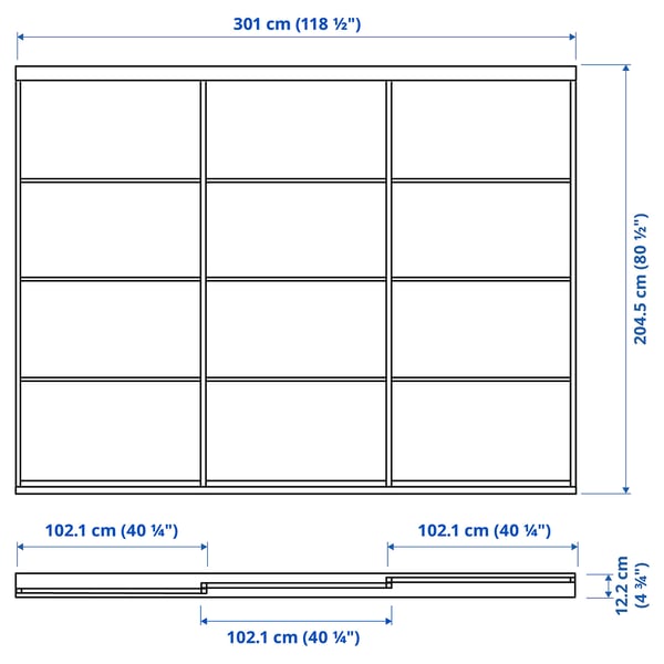 SKYTTA / TJÖRHOM Sliding door combination, white/white, 301x205 cm