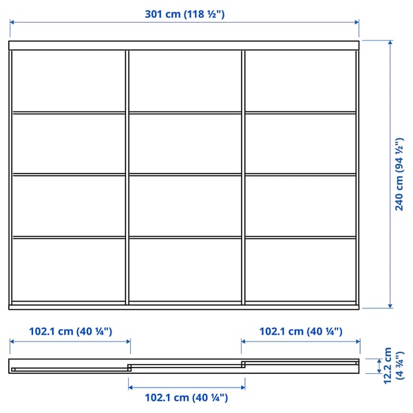 SKYTTA / TJÖRHOM Sliding door combination, white/white, 301x240 cm
