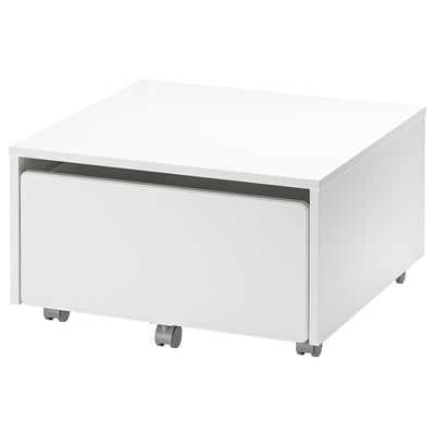 SLÄKT Storage box with castors, white, 62x62x35 cm